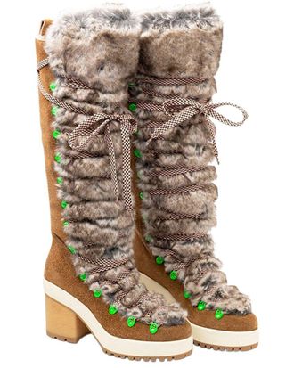 Hogan Lace-Up Leather Knee-High Boot