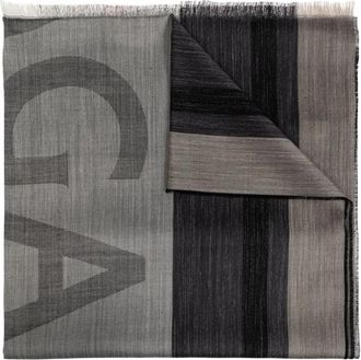 Ferragamo Striped Fringed-Edge Silk-Linen Blend Scarf