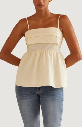 Crescent Pleated Babydoll Camisole Top in Cream at Nordstrom, Size Medium
