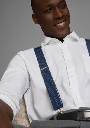 Man's World Hosentr&auml;ger MANS WORLD, Herren, jeansblau, wei&szlig;, Materialmix, gemustert, gepunktet, festlich, Hosentr&auml;ger Hosentr&auml;ger, in bequemer Breite & extra L&auml;ng