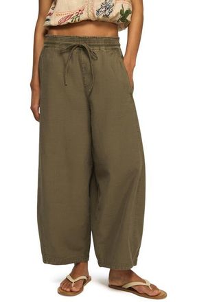 Lucky Brand Stripe Cotton Blend Barrel Leg Pants in Dusty Olive at Nordstrom, Size Xx-Large