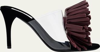 Alaia Plexi Asymmetric Leather Flower Sandals