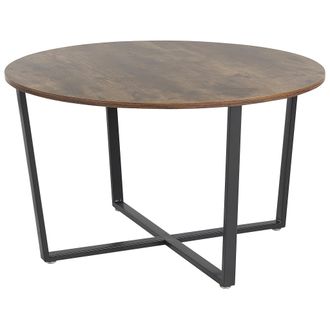 Beliani Mesa De Centro Madera Oscura Tablero De Mdf Negro 80 Cm Patas De Metal Industrial Sala De Estar Orick