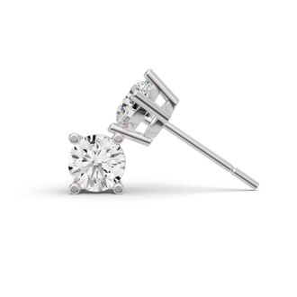 Diamond2Deal 14K White Gold 1 Ct Lab Grown Round Cut Diamond Solitaire Stud Earrings Color- E-F, Clarity- VS1