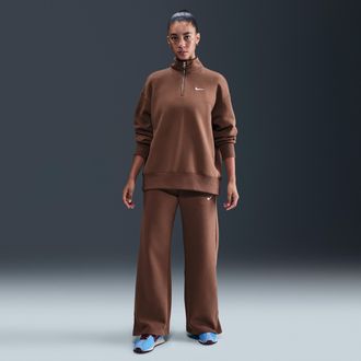 Nike Womens Nike Sportswear Phoenix Fleece High-Waisted Wide-Leg Sweatpants in Brown | DQ5615-265