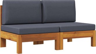 vidaXL Sof&aacute; Central 2 Piezas Cojines Gris Oscuro Madera De Acacia Vidaxl