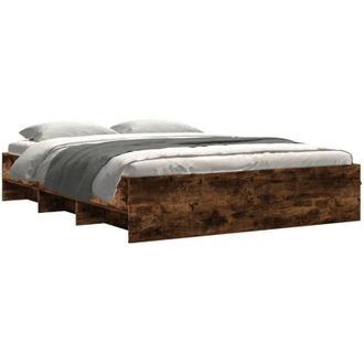 vidaXL Bed Frame without Mattress Smoked Oak 160x200 cm Engineered Wood Vidaxl
