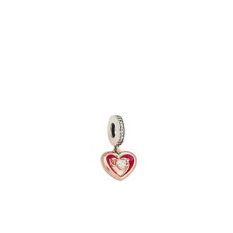 Pandora Two-tone Radiant Heart Dangle Charm - female - Pandora - Necklaces - Red - ONE SIZE - Accessories