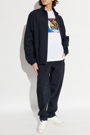 Moncler Trousers With Logo Patch, Mens, Navy Blue