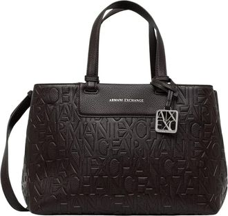 A|X Armani Exchange Embossed Logo Shopper Bag - Dames - Shoppers - Bruin - ONE Size - Polyester - Tassen