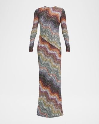 Missoni Sequin Wefted Loom Knit Long-Sleeve Gown