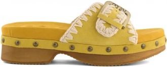 Mou Houten Klomp met Lage Hak en Gesp - Dames - Sandalen - Geel - 36 EU - Su&egrave;de - Schoenen