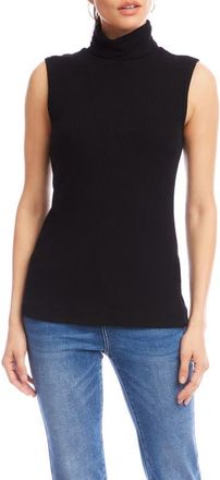Karen Kane Turtleneck Rib Sleeveless Top in Black at Nordstrom, Size X-Small
