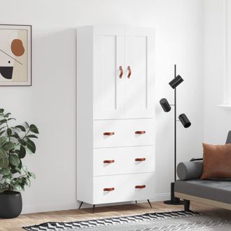 vidaXL Vidaxl - Aparador Alto Madera Contrachapada Blanco 69,5x34x180 Cm