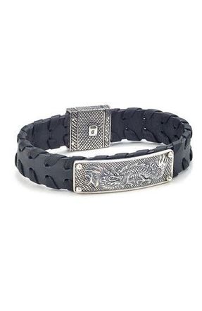 Samuel B. Engraved Dragon Leather Bracelet in Black at Nordstrom Rack