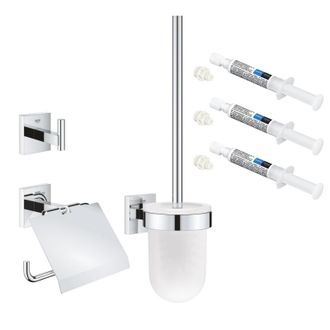 GROHE Set De Accesorios Para Inodoro 3 En 1 Grohe Start Cube Cromado + 3 Grohe Quickglue