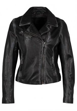 Mauritius Womens Leather Jacket With Stars In Black