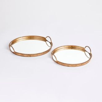 Napa Home & Garden Braiden Decorative Mirrored Trays Set of 2 in Gold at Nordstrom