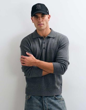 Capo Capo polo lavorato a maglia a maniche lunghe premium in grigio antracite