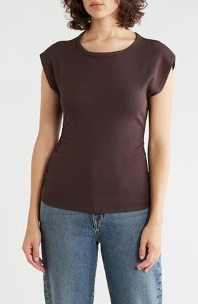 T Tahari Cap Sleeve Ribbed T-Shirt in Cocoa Bean at Nordstrom Rack, Size X-Large