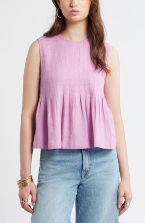 Treasure & Bond Sleeveless Pleated Linen Blend Top in Pink Gale at Nordstrom, Size Xx-Large