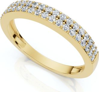 Pompeii3 1/4Ct Pave Double Row Wedding Ring Stackable Band 10k Gold Lab Grown