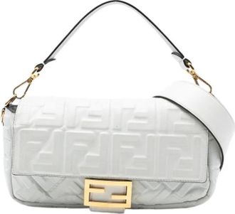 Fendi Pre-owned Shoulder Bags, female, White, Size: ONE SIZE Pre-owned Leather Shoulder Bag