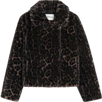 Apparis leopard-print zippered faux-fur jacket - women - Polyester - L - Brown