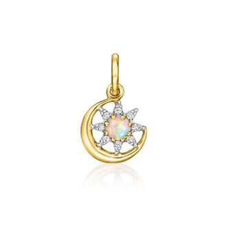 RS Pure by Ross-Simons Opal Celestial Charm With Diamonds in 14kt Yellow Gold