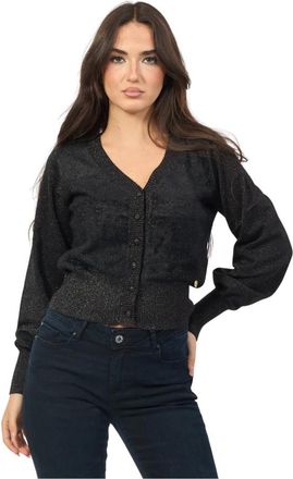 Yes-Zee Zwarte trui met pofmouwen - Dames - Vesten - Zwart - L - Polyester - Truien & Vesten