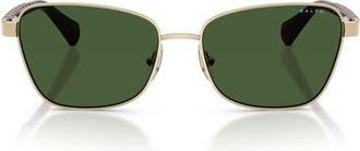 Ralph Lauren 56mm Oversize Gradient Irregular Sunglasses in Shiny Pale Gold /Dark Green at Nordstrom