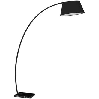 Oresteluchetta L&aacute;mpara De Pie Arco De Metal Negro Con Base De M&aacute;rmol H205 Cm Stelo