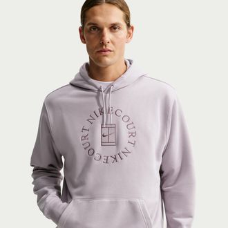 Nike Mens Court Heritage Dri-FIT French Terry Tennis Pullover Hoodie in Purple | HM6759-022
