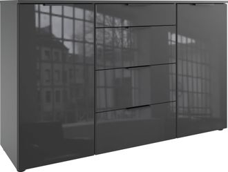 Wimex Kombikommode »Level36 black C by fresh to go« mit Glaselementen auf der Front, soft-close Funktion, 135cm breit