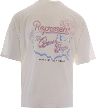 Represent Mens T-Shirt Beach Boys Washed Ecru Cotton T-Shirts And Polos