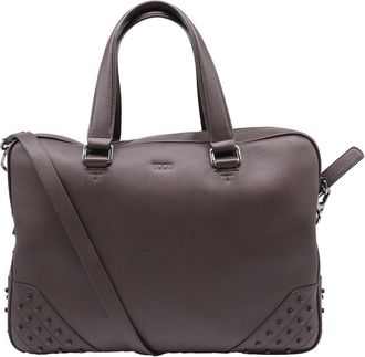 Tod's TodS Ochre Leather Studded Briefcase (Authentic Pre-Loved)
