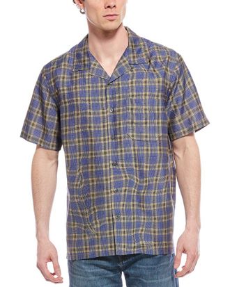 Theory Wrinkle Check Silk-Blend Shirt