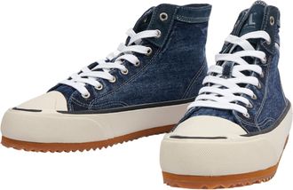 Diesel S-Principia Mid X Mens Canvas High Top Sneaker - Blue Leather - Size EU 44