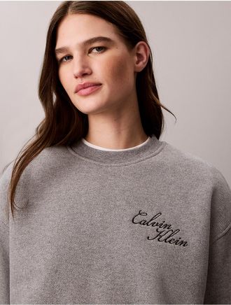 Calvin Klein Jeans Calvin Klein Womens Textured Fleece Crewneck Sweatshirt - Grey - XS