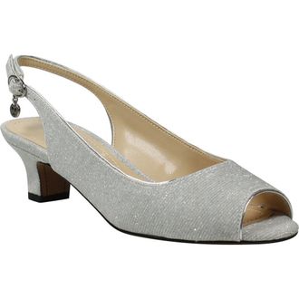 J. Rene&eacute; Jenvey Slingback Sandal in Silver Fabric at Nordstrom, Size 10.5