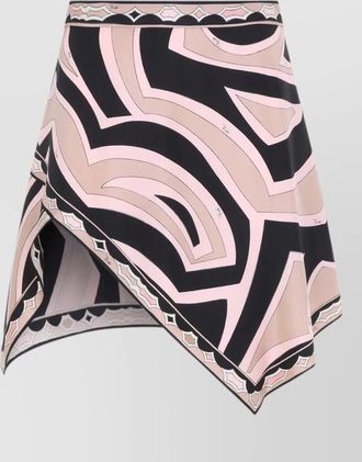 Pucci silk twill skirt high waist asymmetric