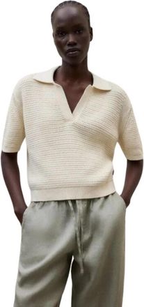 Ecoalf Anna Polo - Dames - V-hals truien - Beige - M - Katoen - Truien & Vesten