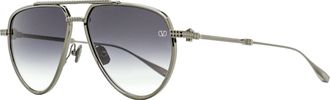 Valentino Unisex Titanium Pilot Sunglasses VLS-133 E Black Rhodium 59mm
