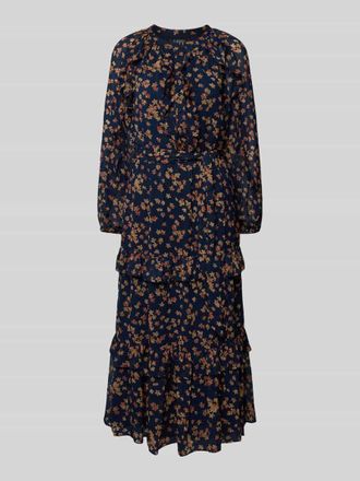 Lauren Ralph Lauren Midikleid mit Volants Modell CHEMERIN in Marine, Größe 46