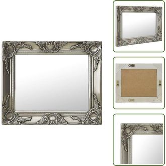 vidaXL The Living Store Specchio da Parete Stile Barocco 50x40 cm Argento - Specchio barocco