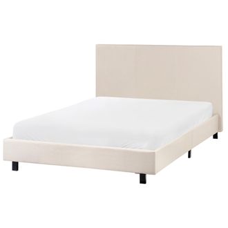 Beliani Cama Con Cabecero Peque&ntilde;a Moderna De Tela 120 X 200 Cm Con Colch&oacute;n Beige Albi