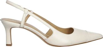 Michael Kors Alora Toe Cap Mid Sling - Dames - Pumps - Wit - 39 EU - Leer - Schoenen