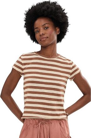 Free People Nora T-Shirts Womens Clothing Mocha Combo : LG (Womens 12-14), Cotton
