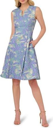Adrianna Papell Floral Jacquard Sleeveless Dress in Blue/Green Multi at Nordstrom Rack, Size 10