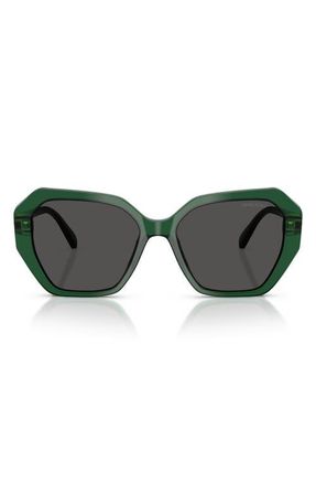 Swarovski 56mm Photochromic Irregular Sunglasses in Transparent Green /Dark Grey at Nordstrom